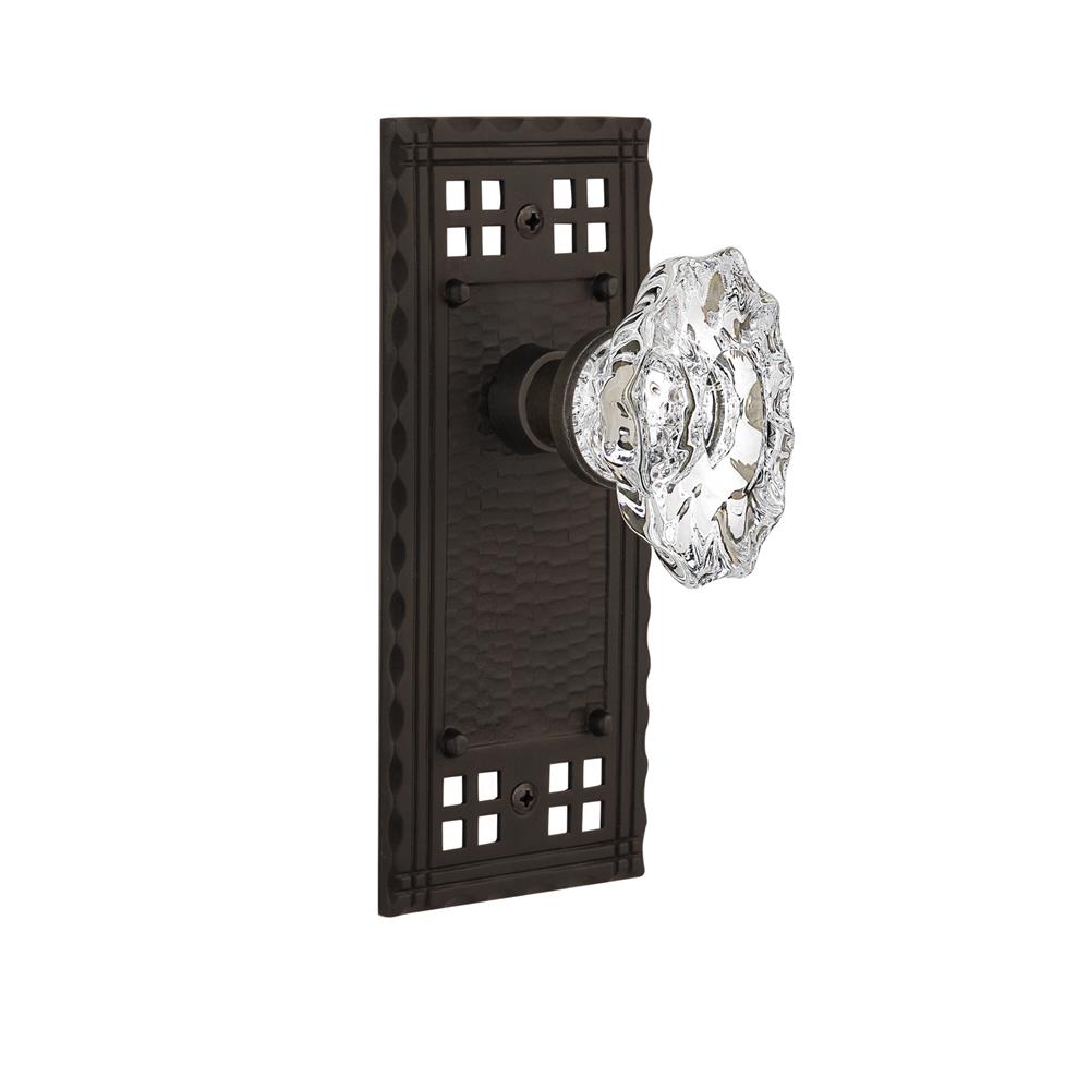 Nostalgic Warehouse CRACHA Full Passage Set Without Keyhole Craftsman Plate with Chateau Knob in Oil-Rubbed Bronze